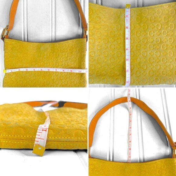 CELINE LEATHER BAG YELLOW SUEDE C MACADAM HANDBAG FRANCE DESIGNER SHOULDER  BAG - Picture 16 of 17